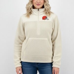 NFL Team Apparel Cleveland Browns Sherpa Fleece‎ 1/4 Zip Pullover Sweatshirt XXL